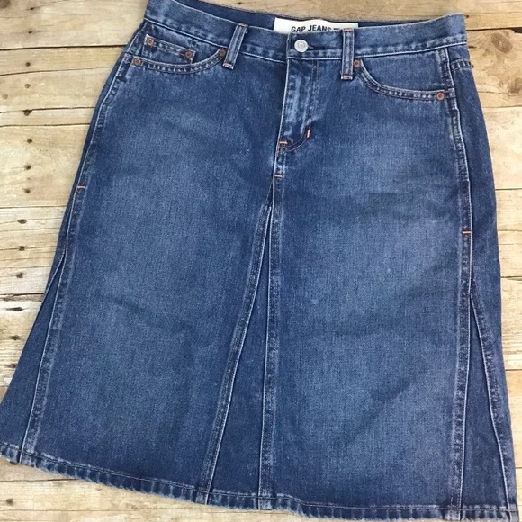 gap blue jean skirts